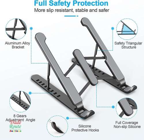 Laptop Foldable Notebook Stand, Portable Computer Mount Stand with 6 Levels of Height Adjustment