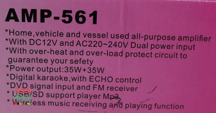 AFR Digital Audio Amplifier AMP-561 FM RADIO - USB - SD CARD - 12V DC / 220V AC