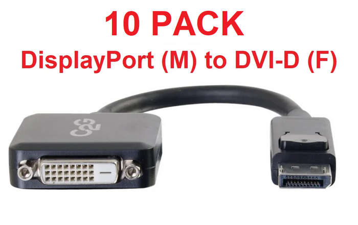 10 Pcs x DisplayPort to DVI-D Active Cable Adapter Converter  DisplayPort (M) to DVI-D (F)