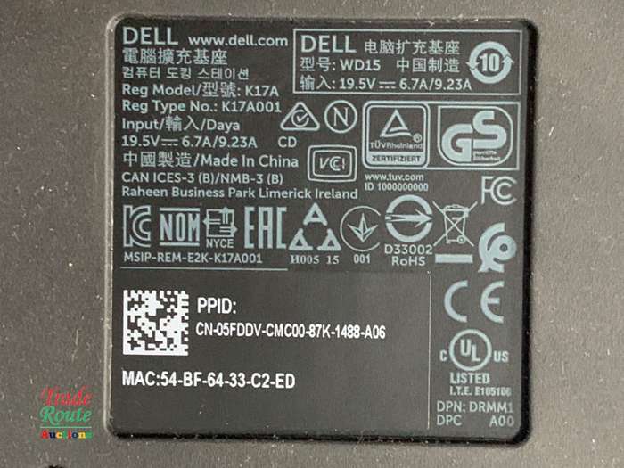 Dell business dock WD15 USB-C Docking Station K17A USB-C K17A001  - [Power Adapter Not Included]