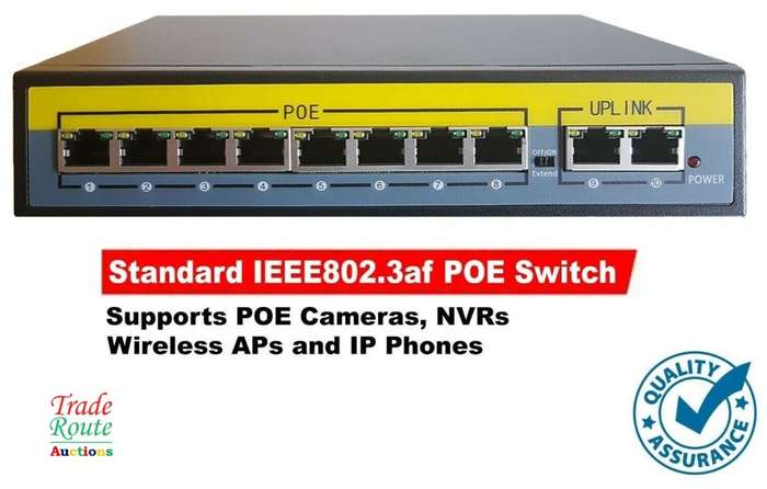 10 PORT POE network cable powered Switch Hub 100Mbps PoE Ethernet 10/100 8 Channel Switch