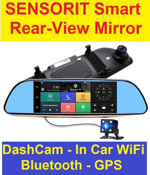 SENSORIT Smart Rear-View Mirror - DashCam - In Car WiFi - Bluetooth - GPS