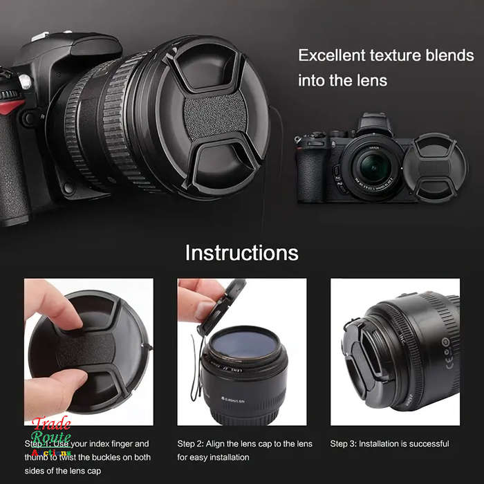 49mm LENS CAP Snap-On Center Pinch Camera Lens Front Cap For Canon Nikon Sony Alpha DSLR Lenses