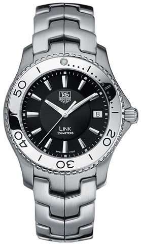 TAG Heuer Men's Black Dial WJ1110 Link Quartz Stainless Steel Diver's Watch
