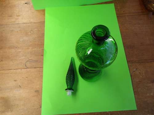 Beautiful 1970's emerald  green bottle with spire stopper