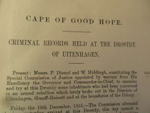 THE REBELLION OF 1815 GENERALLY KNOWN AS SLACHTERS NEK  1902