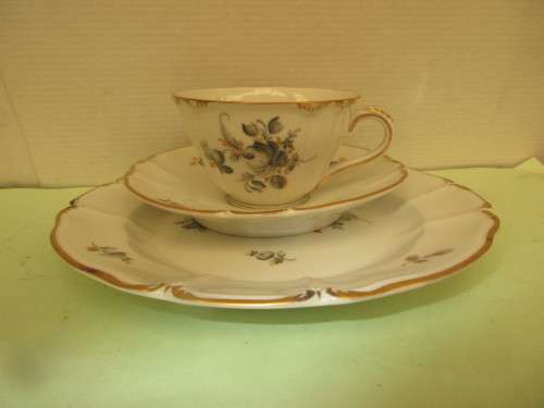 NYMPHENBURG (GERMANY) TRIO CUP SAUCER AND BISCUIT   PLATE 1975