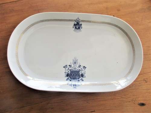 KAHLA GERMANY BLUE AND WHITE PORCELAIN  SANDWICH PLATE