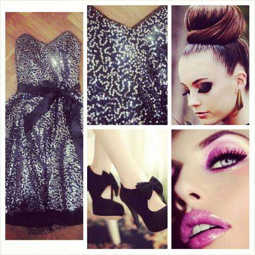 BLK AND SILVER SEQUINNED PARTY DRESS  -14