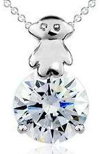 FABULOUS ROUND BRILLIANT SOLITAIRE CUBIC ZIRCONIA 925 SILVER PENDANT