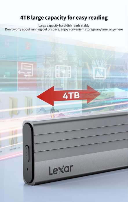 Lexar M2 SSD Case + USB Cable High Speed 10Gbps E300 M.2 NVMe Type-C Hard Drive Enclosure Adaptador