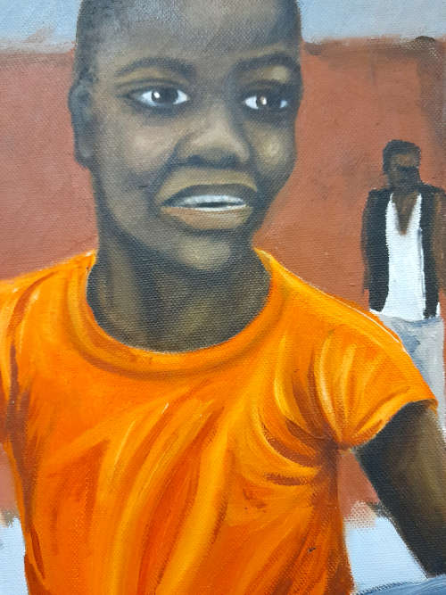 having fun - african figurative oil painting - children
