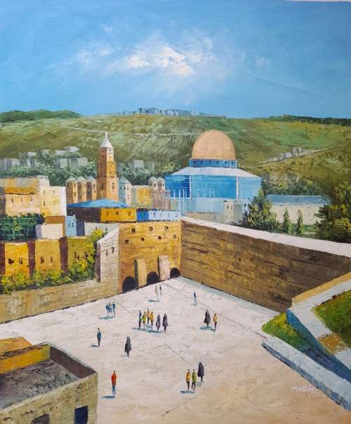 western wall jerusalem oil painting
