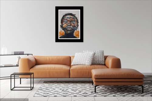 on promotion - African Portrait  - mixed media painting