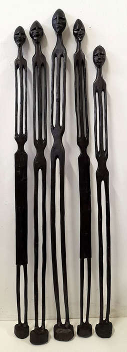 5 pcs male & female african wood figures