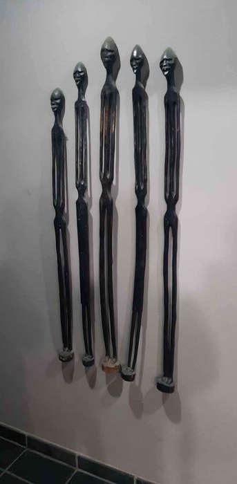 5 pcs male & female african wood figures