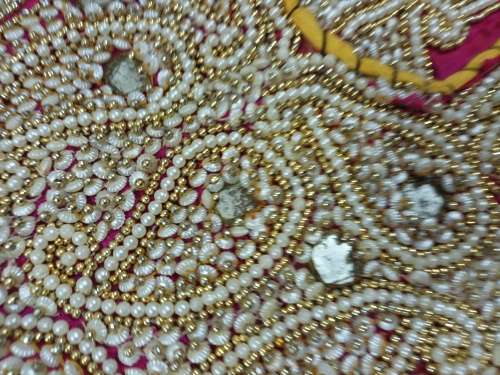 vintage indian hand embroidered & beaded wall hanging / throw