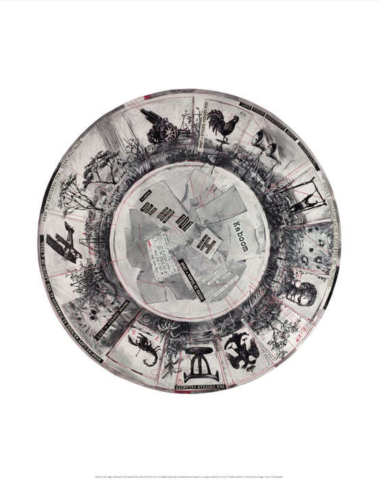 william kentridge  `kaboom` tondo print