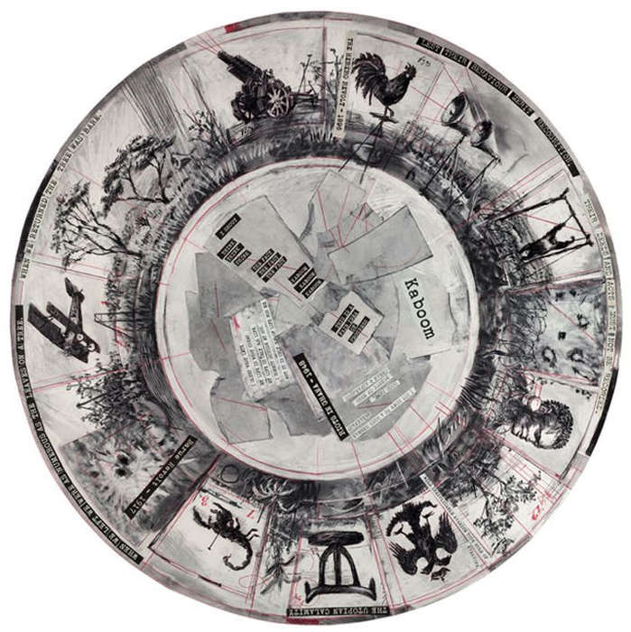 william kentridge  `kaboom` tondo print