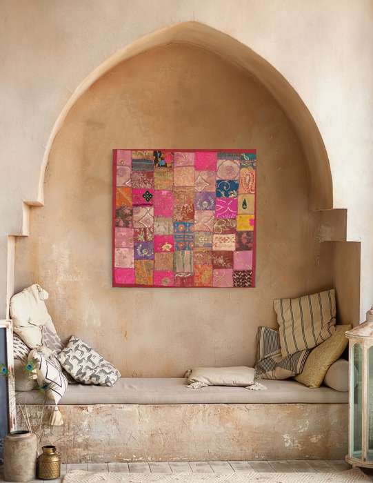 vintage indian hand embroidered wall hanging / throw