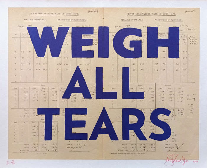william kentridge -`weigh all tears`print