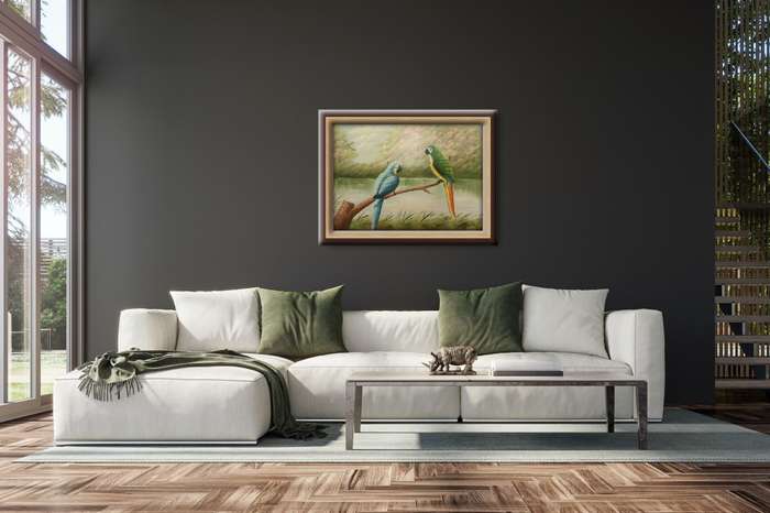parrots oil painting