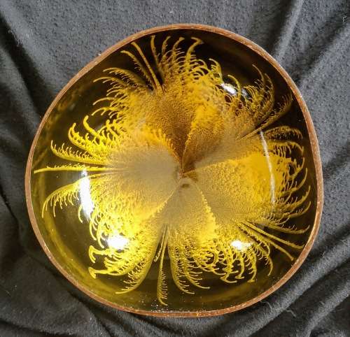 Handmade Painted Coconut Bowl - Black and Gold