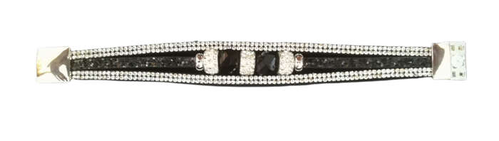 Multilayer Black Crystal Beaded & Rhinestone Vegan Leather & Suede Bracelet with Magnetic Clasp