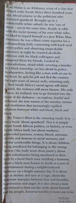 My Traitor`s Heart: Blood and Bad Dreams, a South African Explores the Madness in His Country, His T