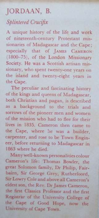 SPLINTERED CRUCIFIX early pioneers for Christendom on Madagascar and the Cape of Good Hope
