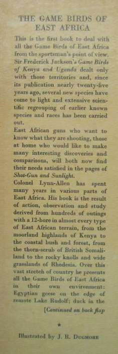 Shot-gun and Sunlight: the game birds of East Africa