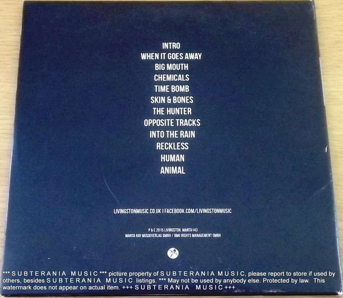 LIVINGSTON ANIMAL promo card sleeve CD