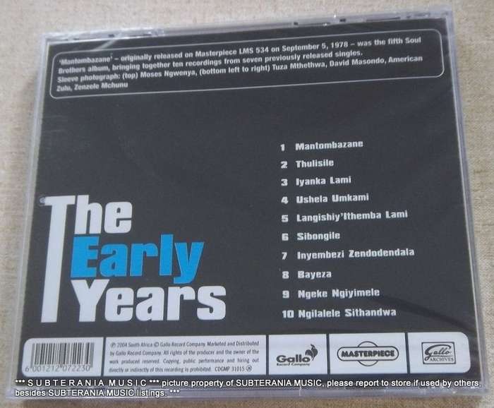 SOUL BROTHERS Mantombazane  The Early Years CD