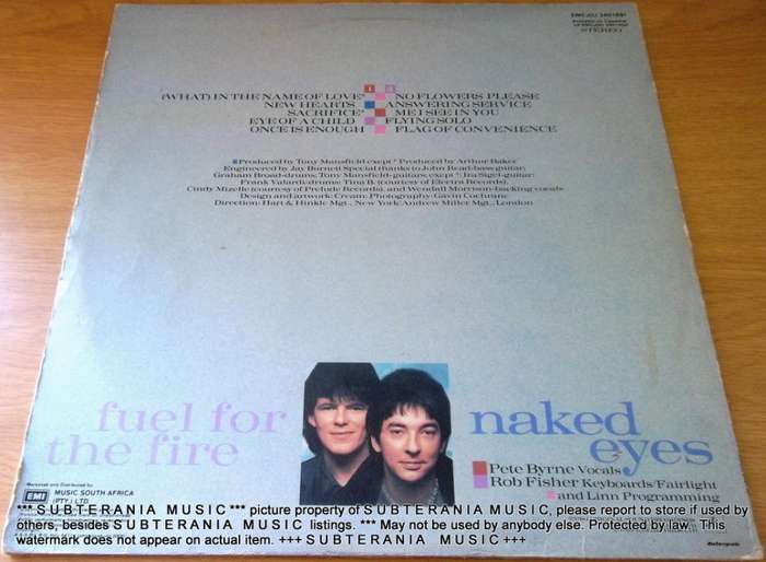 NAKED EYES Fuel for the Fire Vinyl LP