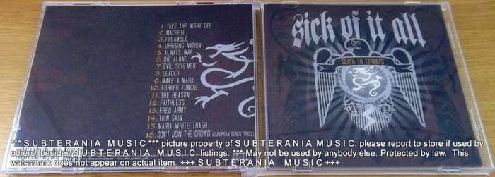 SICK OF IT ALL Death to Tyrants  [Shelf G Box 12]