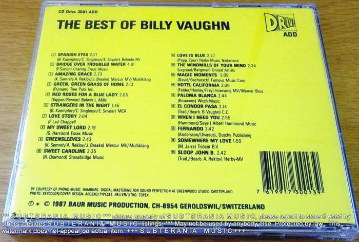 BILLY VAUGHN The Best Of  [Shelf G Box 17]