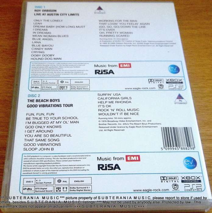 ROY ORBISON Live at Austin City / THE BEACH BOYS Good Vibrations Tour DVD