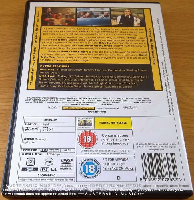 ART Movie SNATCH DVD