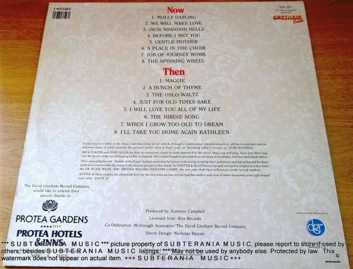 FOSTER AND ALLEN Now and Then Vinyl Record