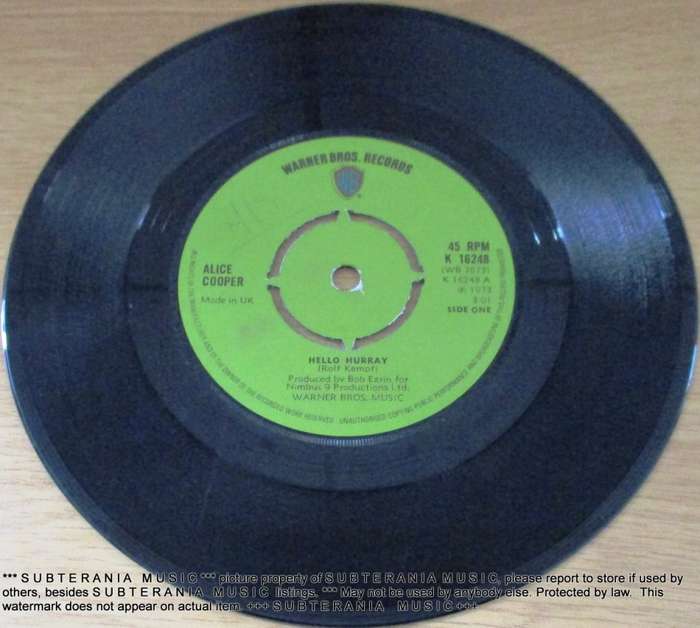 ALICE COOPER Hello Hooray  7` Single  BLACK vinyl
