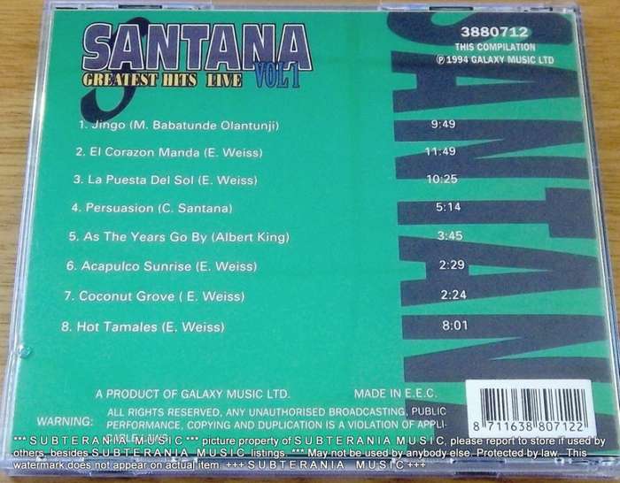 SANTANA Greatest Hits Live  [Shelf G Box 15]