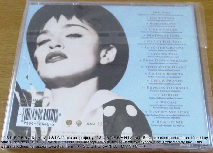 MADONNA The Immaculate Collection IMPORT CD