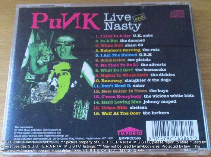 VARIOUS Punk. Live and Nasty  [Shelf G Box 22]