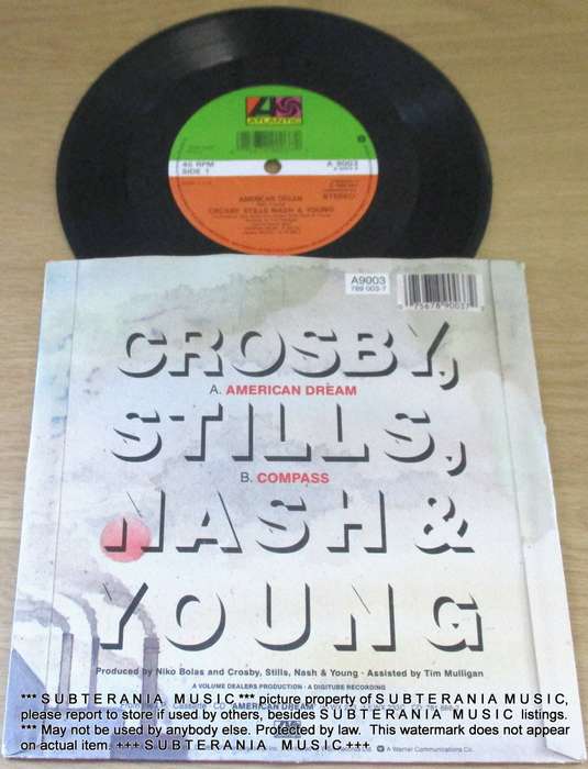 CROSBY STILLS NASH AND YOUNG 7` single American Dream BLACK vinyl IMPORT