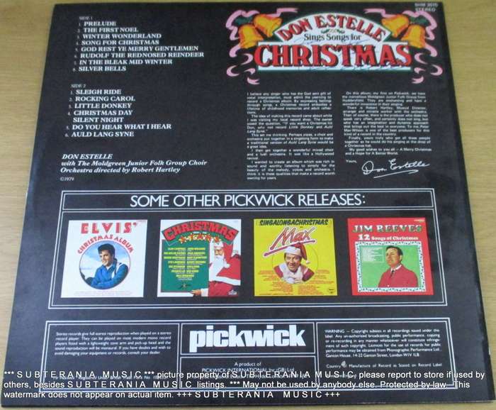 DON EXTRELLE Sings Songs for Christmas  IMPORT VINYL RECORD