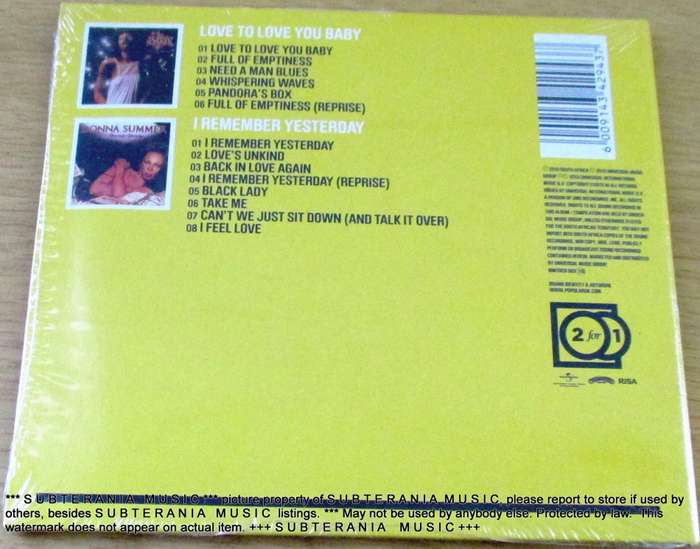 DONNA SUMMER 2 For 1 Lover to Love you Baby + I Remember Yesterday  [SEALED]