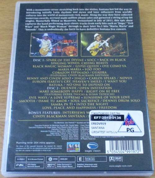 SANTANA Greatest Hits Live at Montreux 2011 DVD