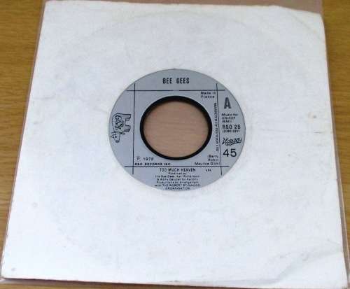 BEE GEES  Too Much Heaven  7` Single Vinyl Record  jukebox hole