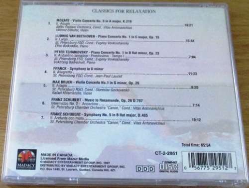 CLASSICS FOR RELAXATION Mozart Tchaikovsky [Classical Box 4]