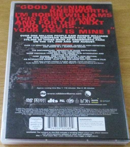 ROBBIE WILLIAMS What We Did Last Summer Live at Knebworth 2xDVD